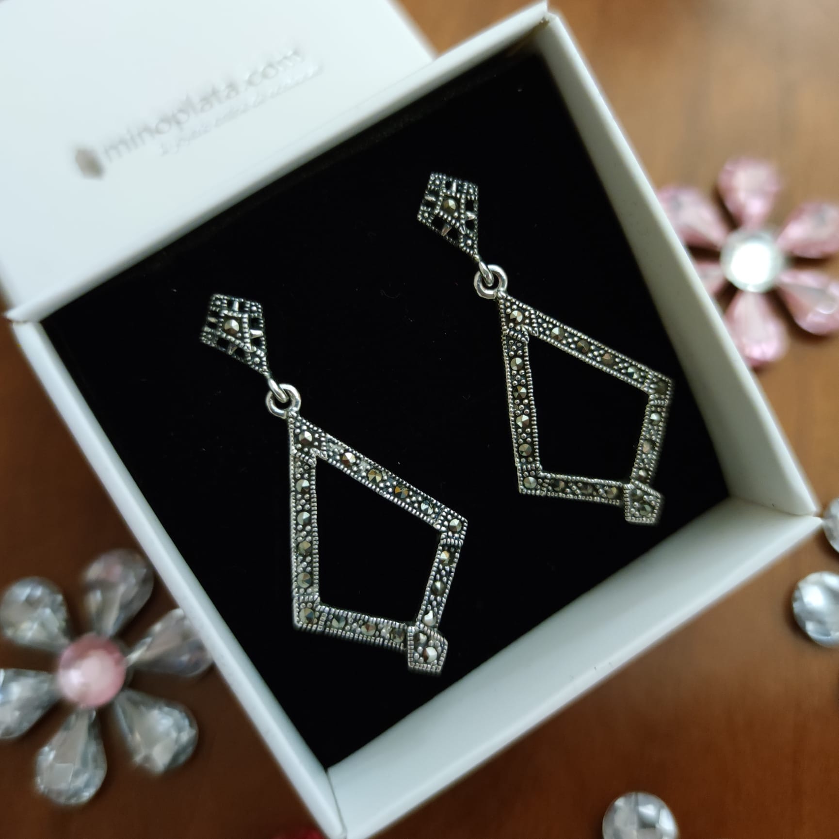 Pendientes mujer en Plata envejecida y Marquesitas_1
