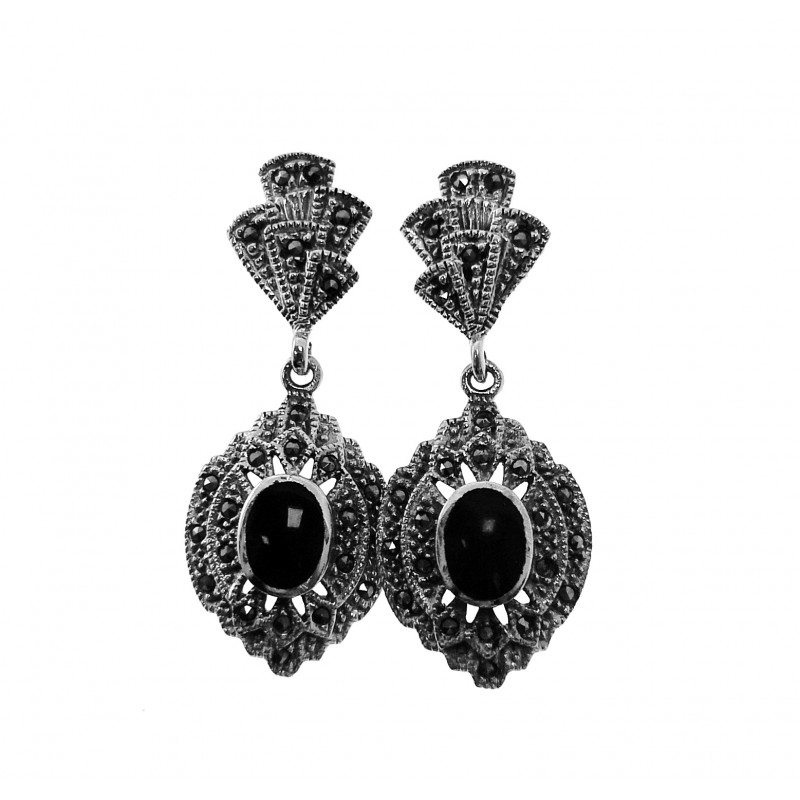 Pendientes de Plata vieja con Marcasitas y Nácar