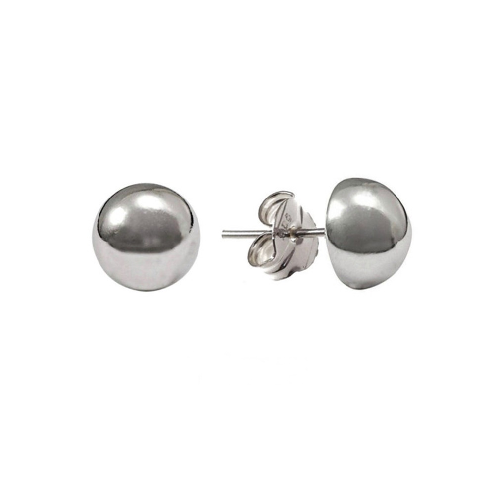 Pendientes media bola de Plata 10 Mm.