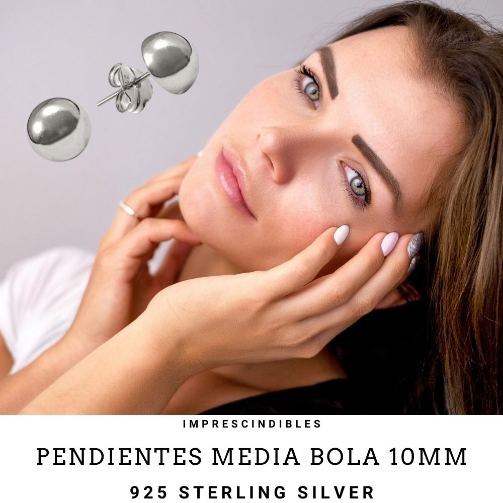 Pendientes media bola de Plata 10 Mm. 4
