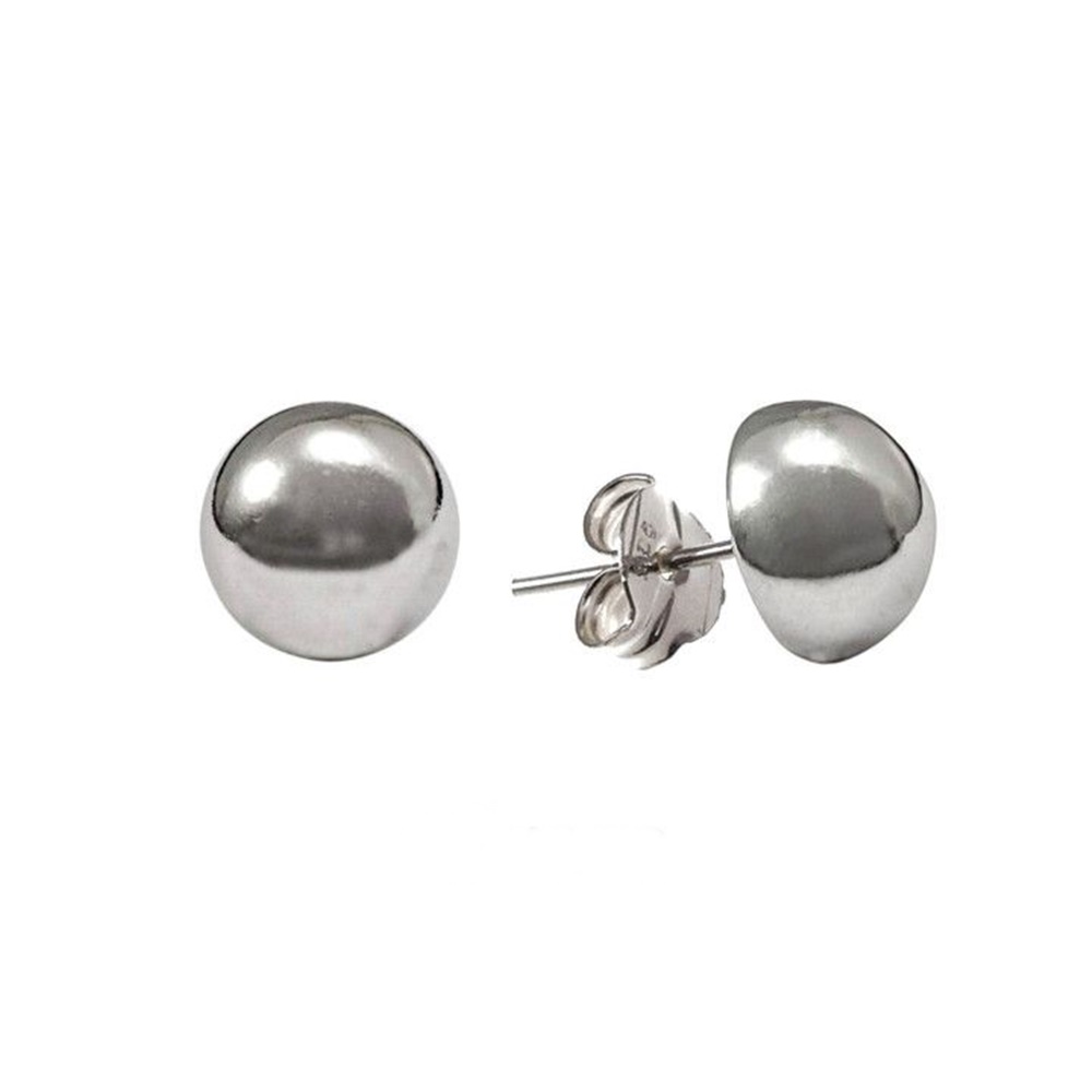 Pendientes media bola 12 Mm. de Plata de ley