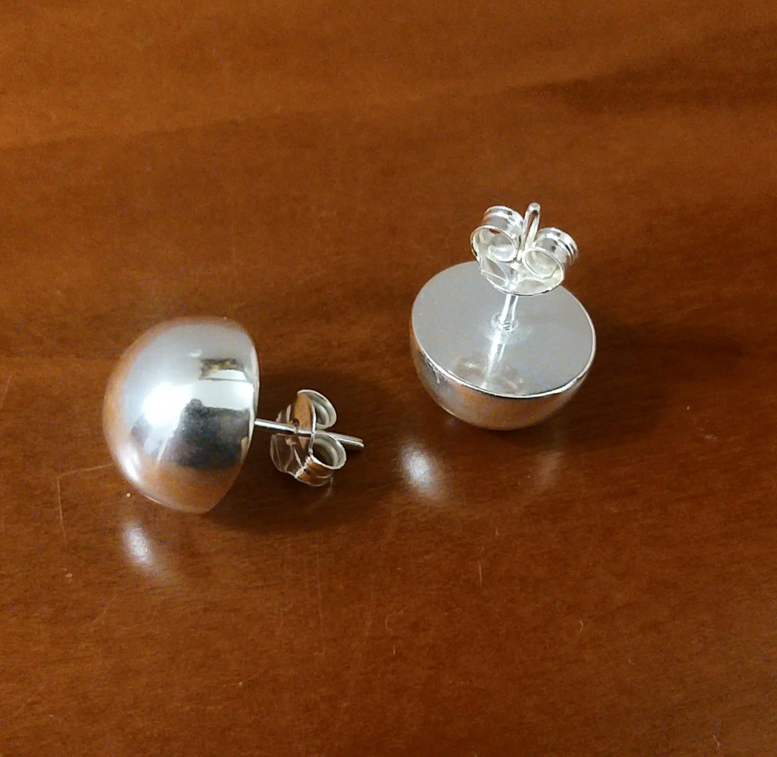 Pendientes media bola 12 Mm. de Plata de ley 2