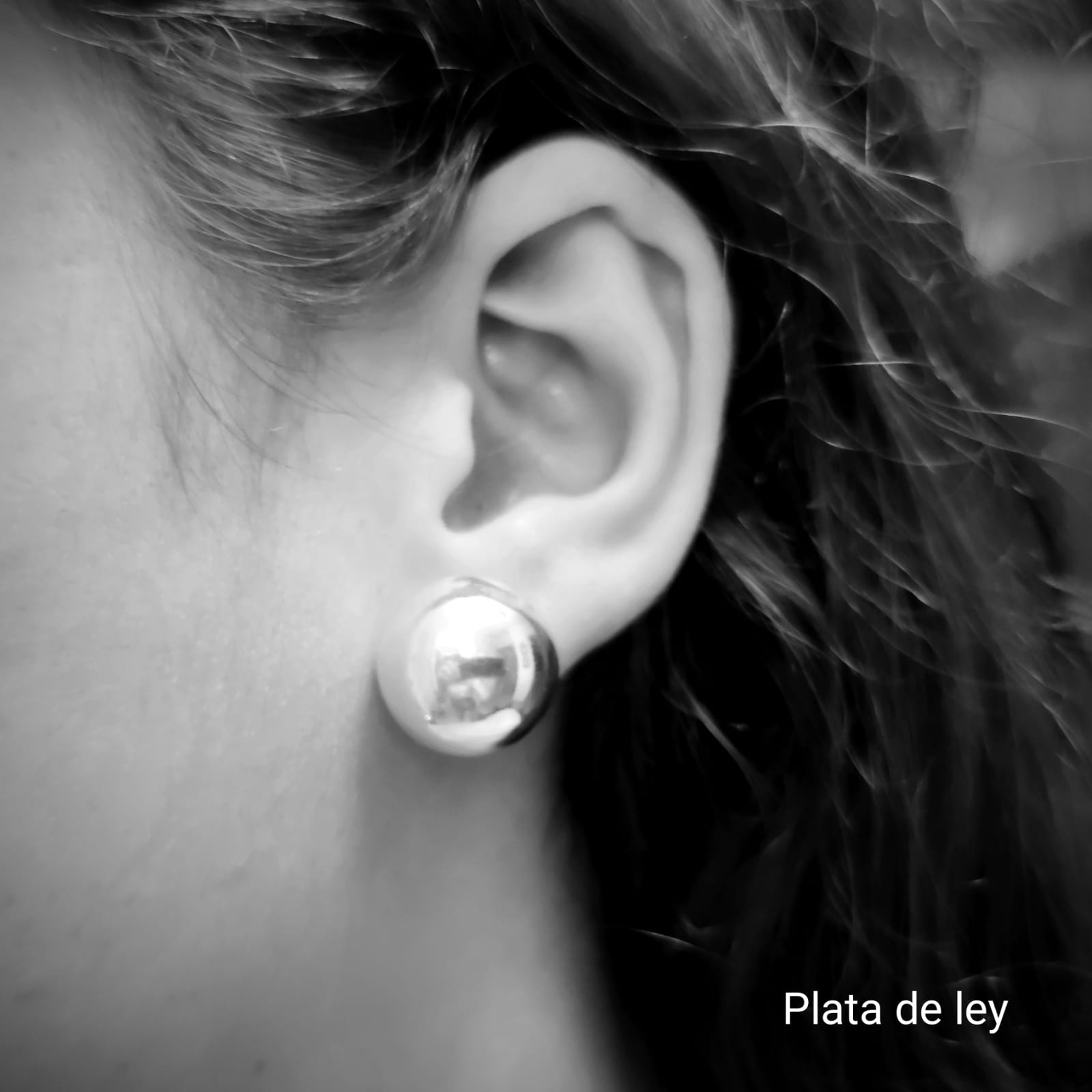 Pendientes media bola de Plata de ley 18mm 2