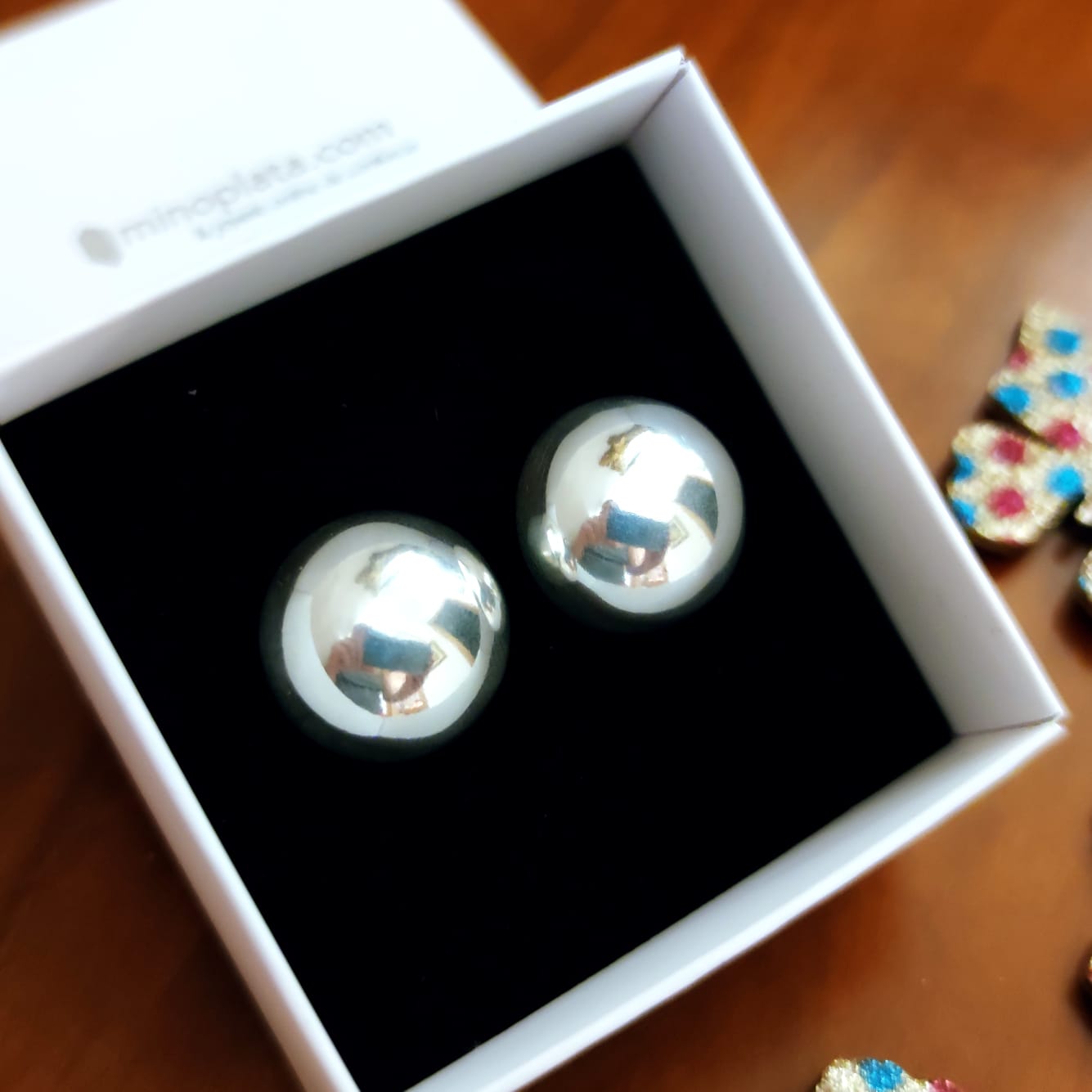 Pendientes media bola de Plata de ley 18mm 3