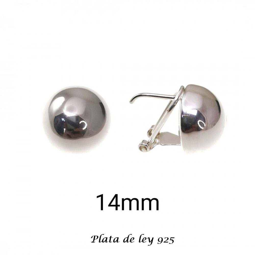 Pendientes de Plata lisa media Bola 14 Mm. 5