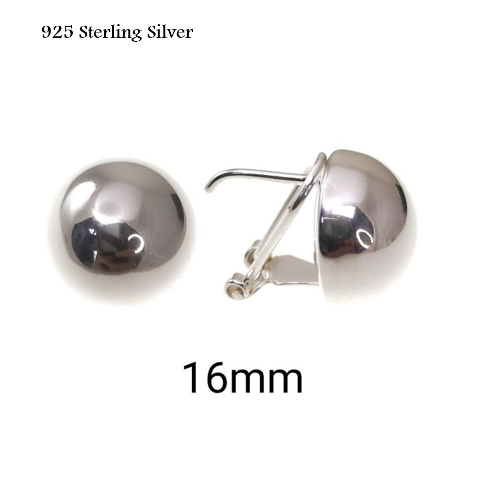 Pendientes en Plata de Ley Media Bola 16 Mm. con cierre omega 1
