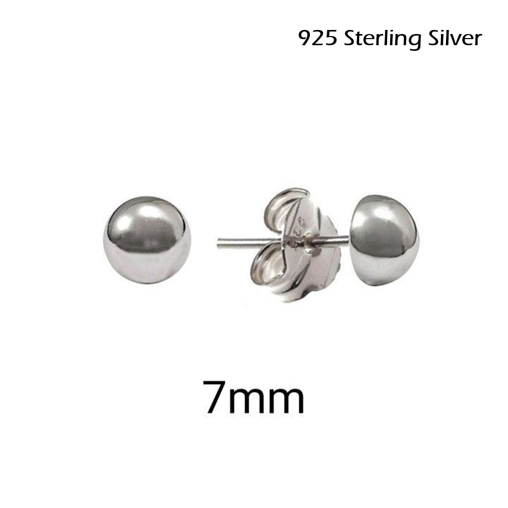 Pendientes media bola 7mm de Plata de ley 1