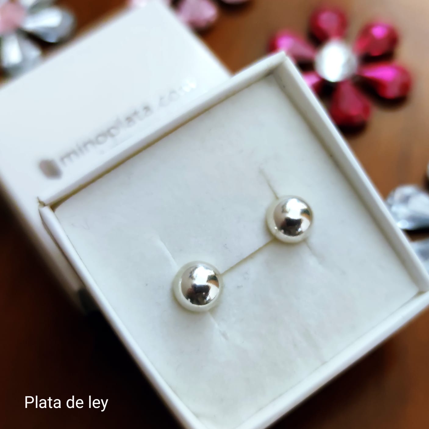 Pendientes media bola 7mm de Plata de ley 3