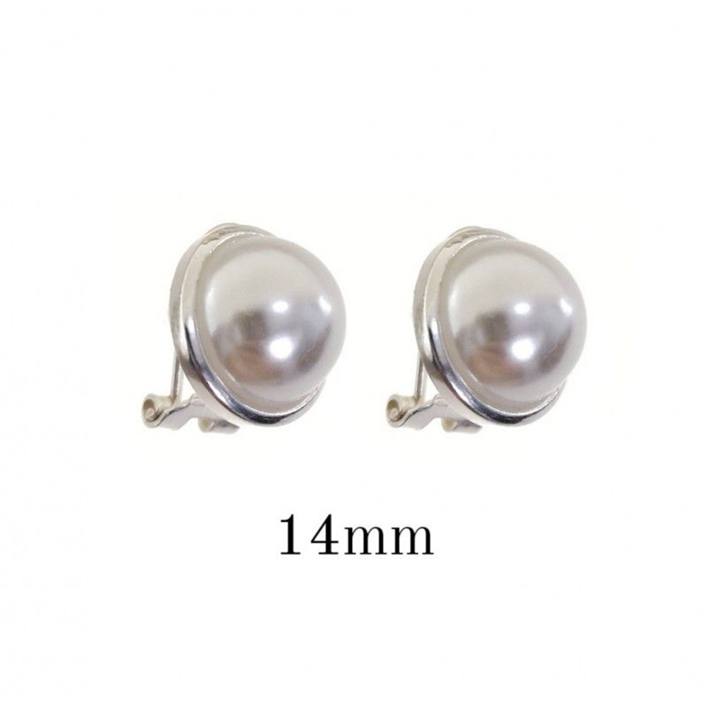 Pendientes bocel de Plata de ley con media Perla 14 Mm. omega