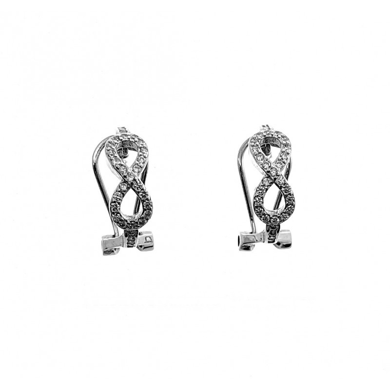 Pendientes infinito de Plata rodiada y Circonitas cierre omega