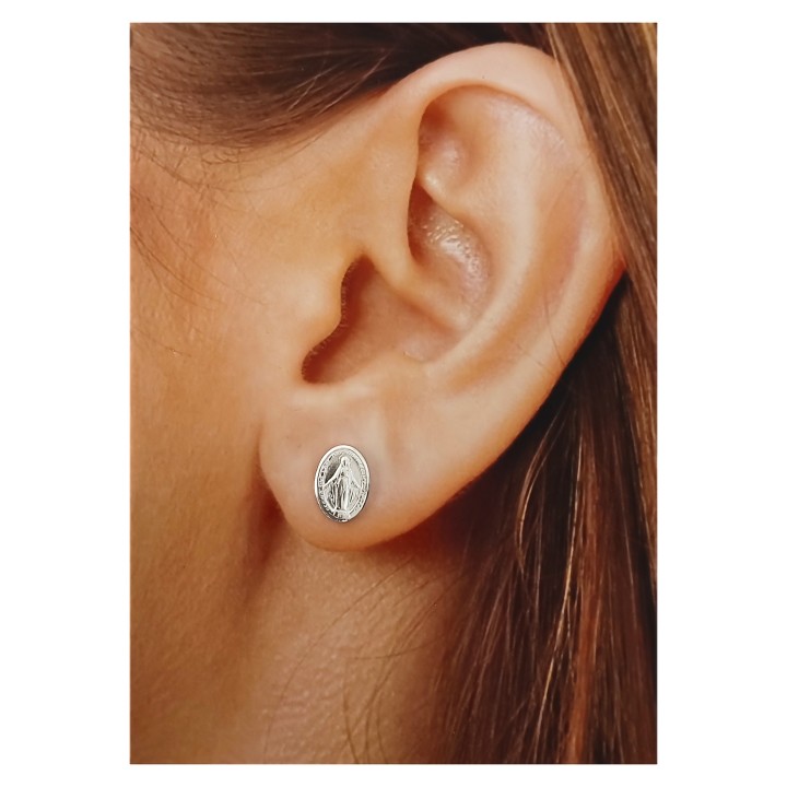 Pendientes Virgen Milagrosa de Plata de ley