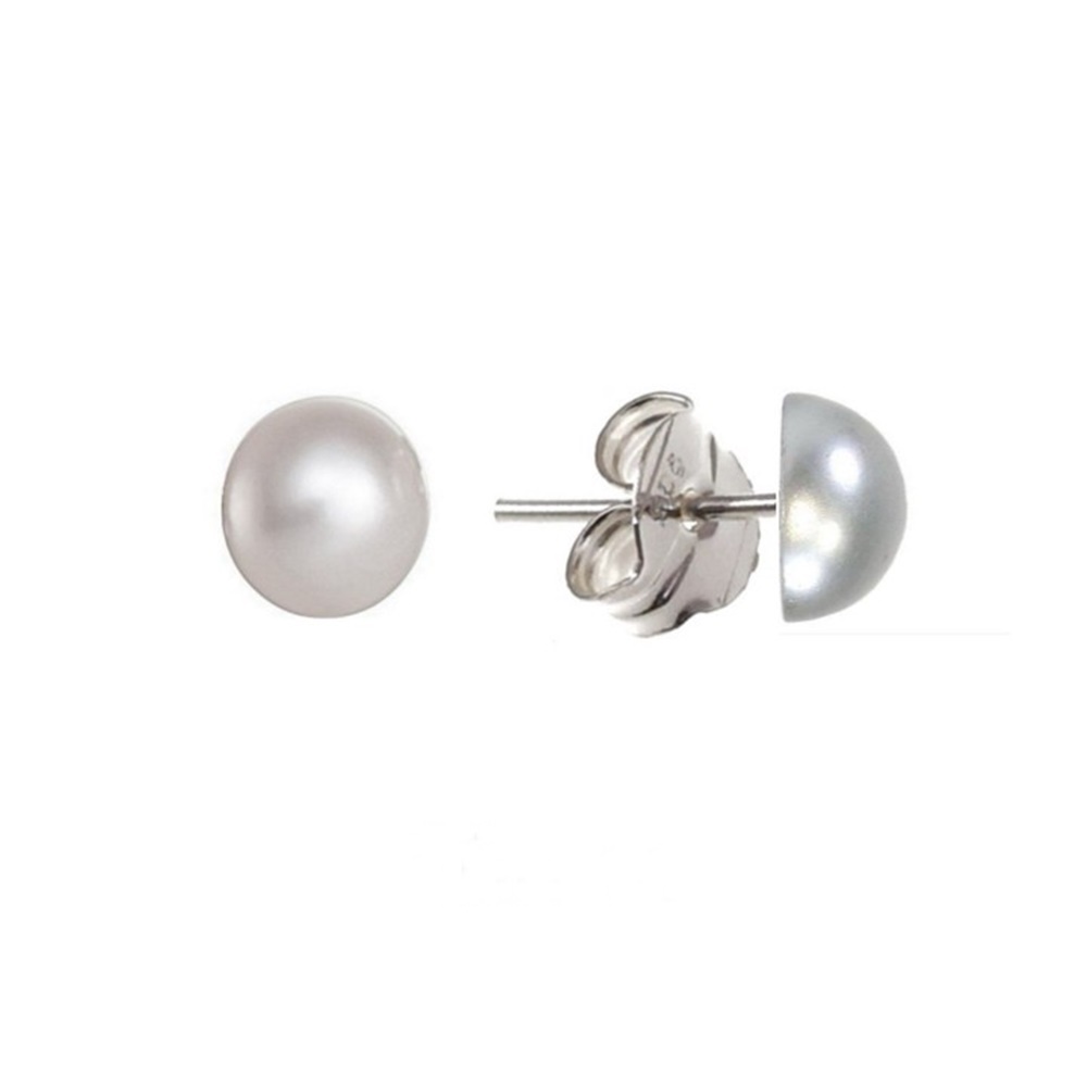 Pendientes de Plata con media perla 10 Mm.