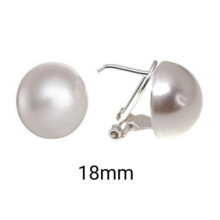 Pendiente de Plata con Perla 18mm cierre Omega