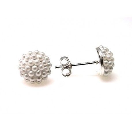 Pendientes media bola multiperla 8 Mm.