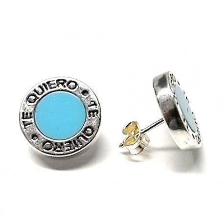Pendientes Te Quiero azules de Plata de ley
