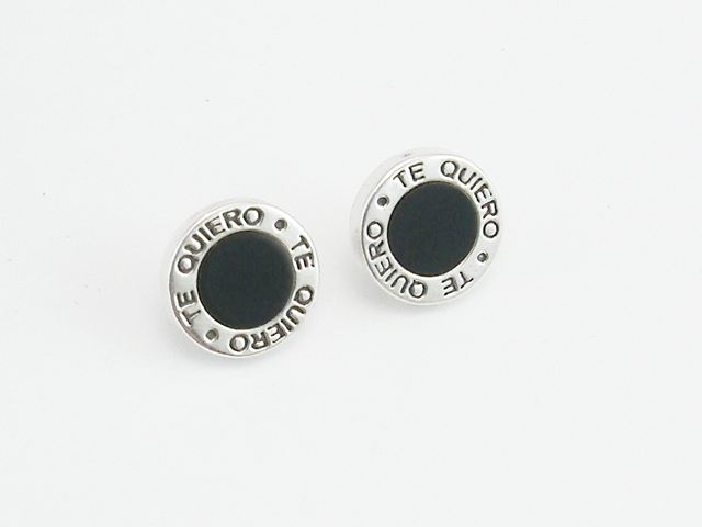 Pendientes Te Quiero negros en Plata de ley 1
