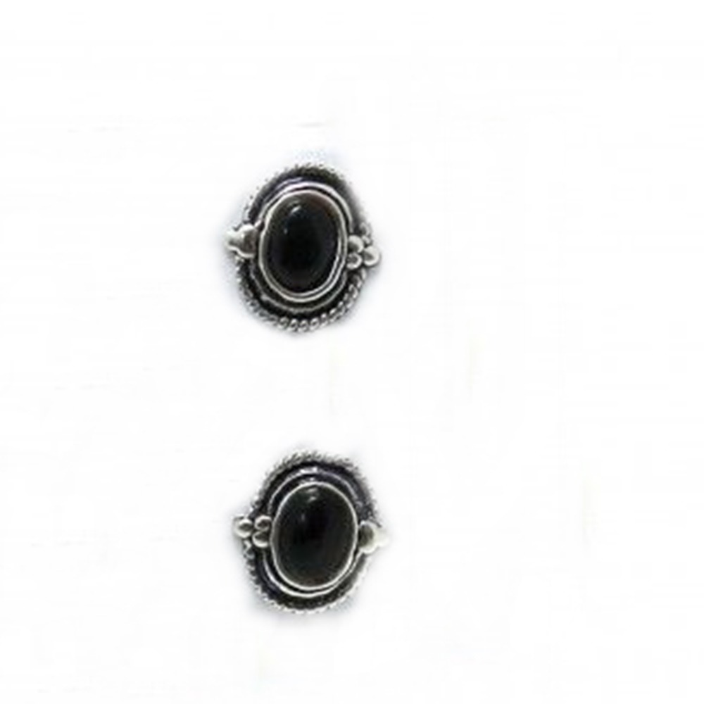 Pendientes pequeños Plata vieja y Nácar negro  3