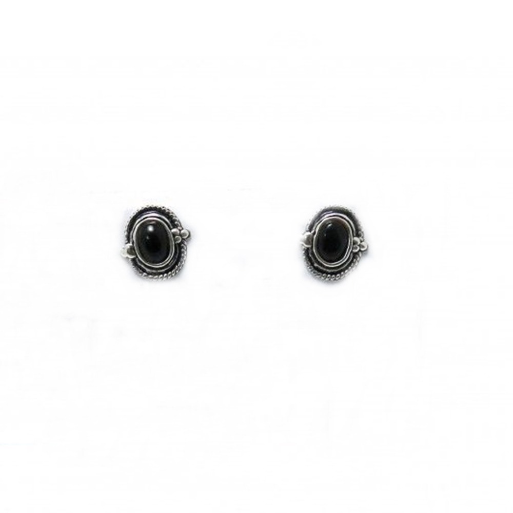 Pendientes pequeños Plata vieja y Nácar negro 