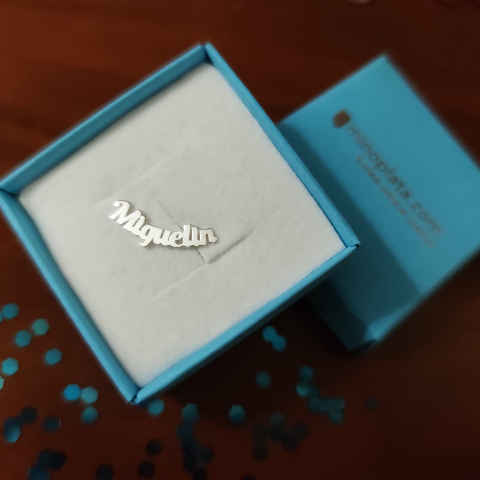 Pendiente (1) Plata de ley personalizado (Con cualquier nombre) 7