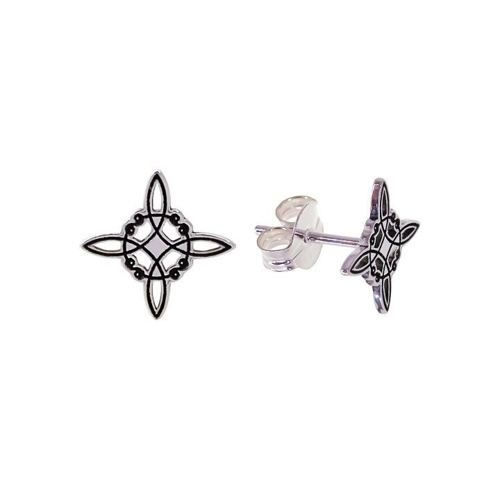 Pendientes nudo de bruja de Plata de ley envejecida