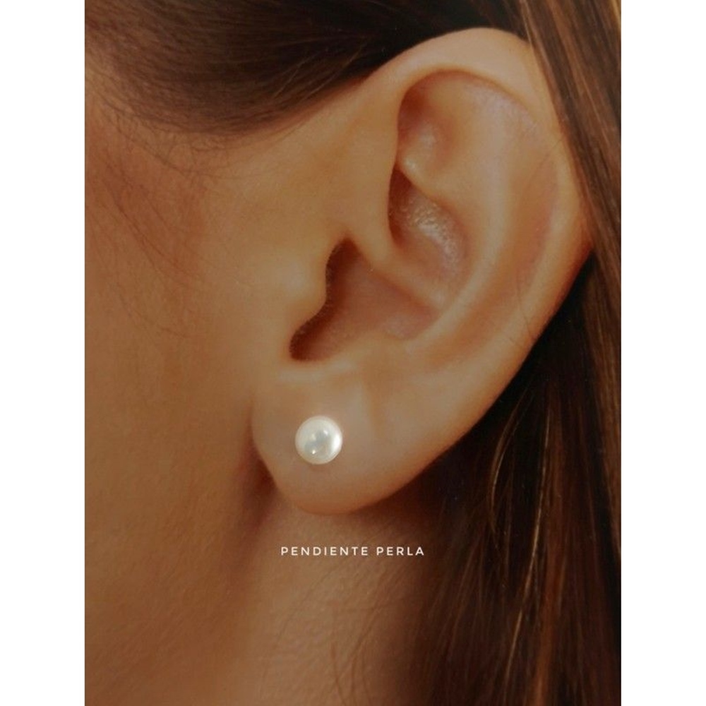 Pendientes de Plata con Perla boton 6 Mm. 1