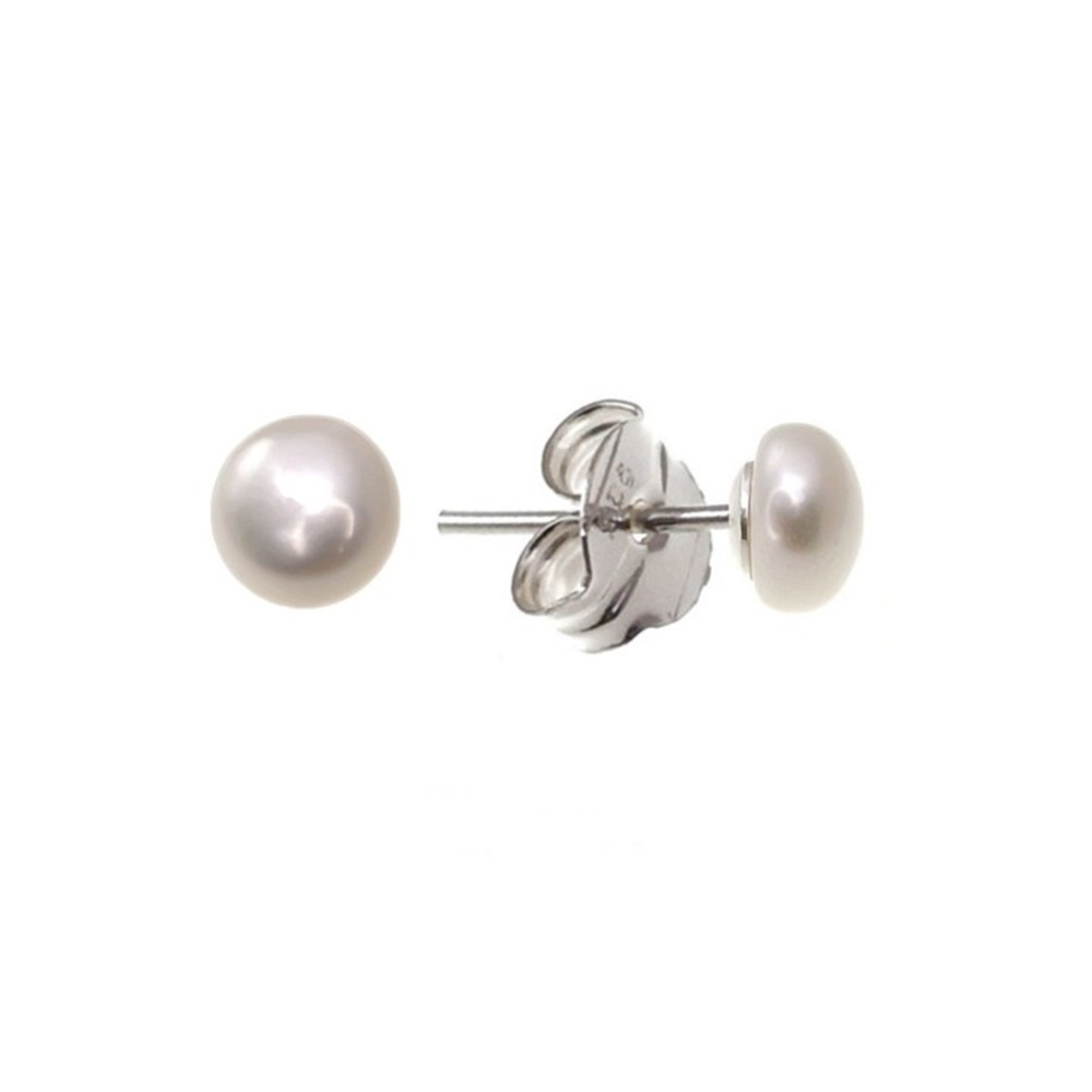 Pendientes de Plata con Perlas botón 8 Mm.