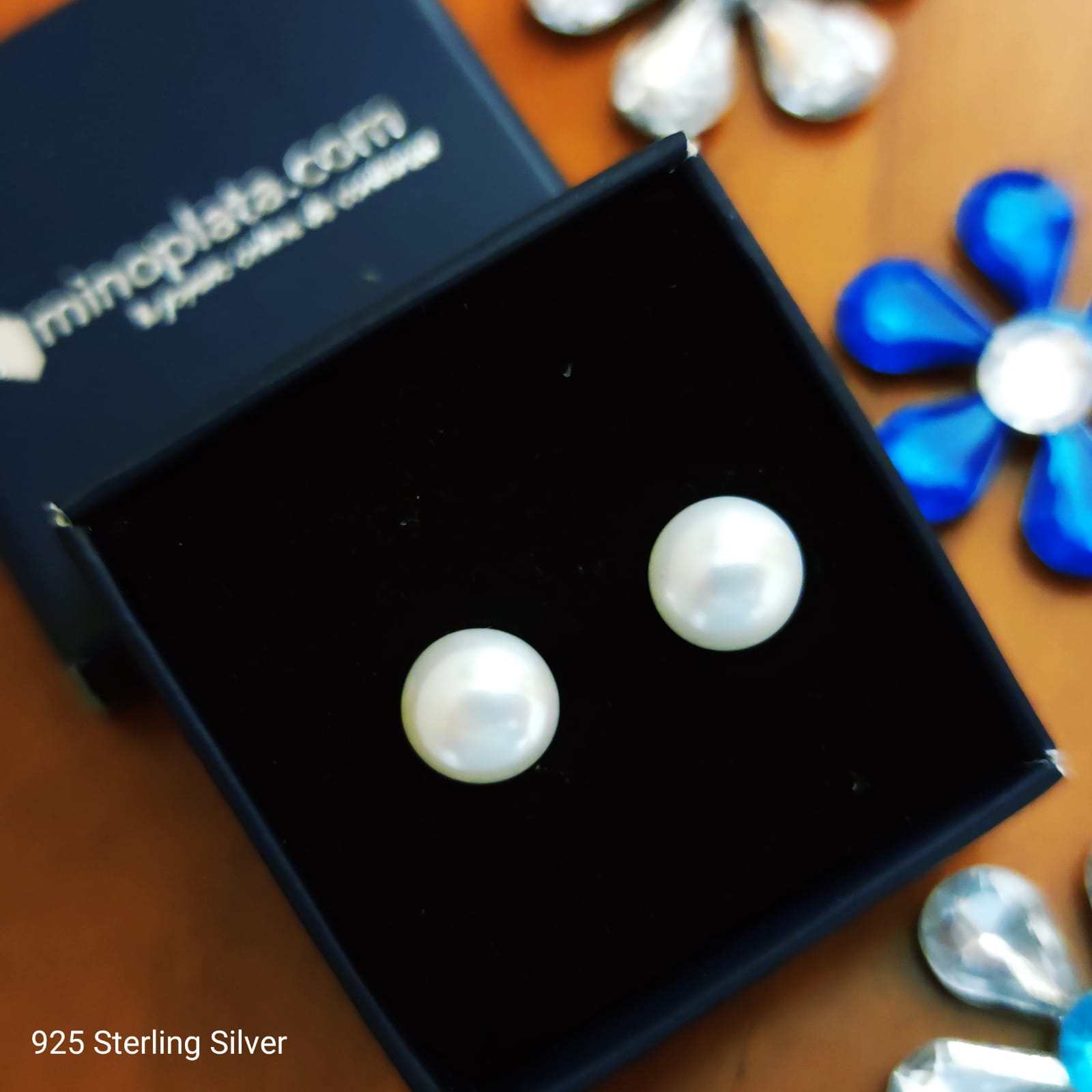Pendientes de Plata con Perlas botón 8 Mm. 3