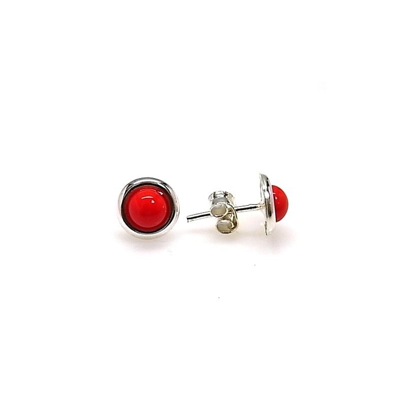 Pendientes coral filo de Plata de ley 5 Mm.