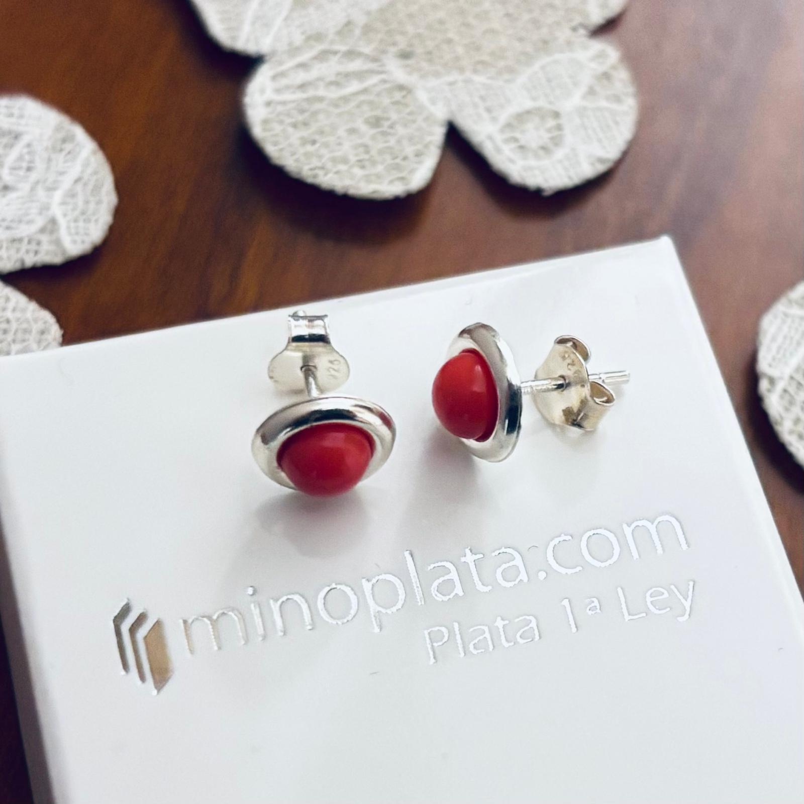 Pendientes coral filo de Plata de ley 5 Mm. 2