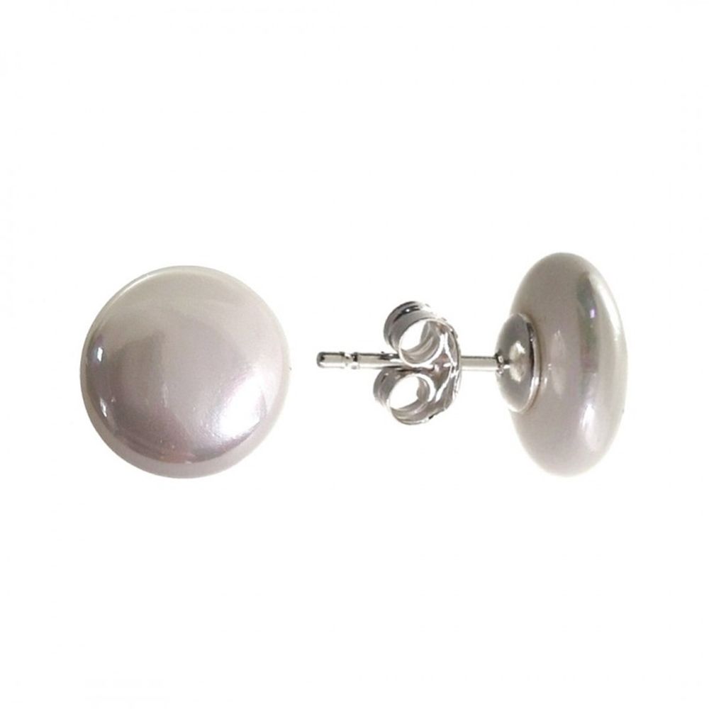 Pendientes de Plata de ley y Perlas shell planas 12 Mm. 5