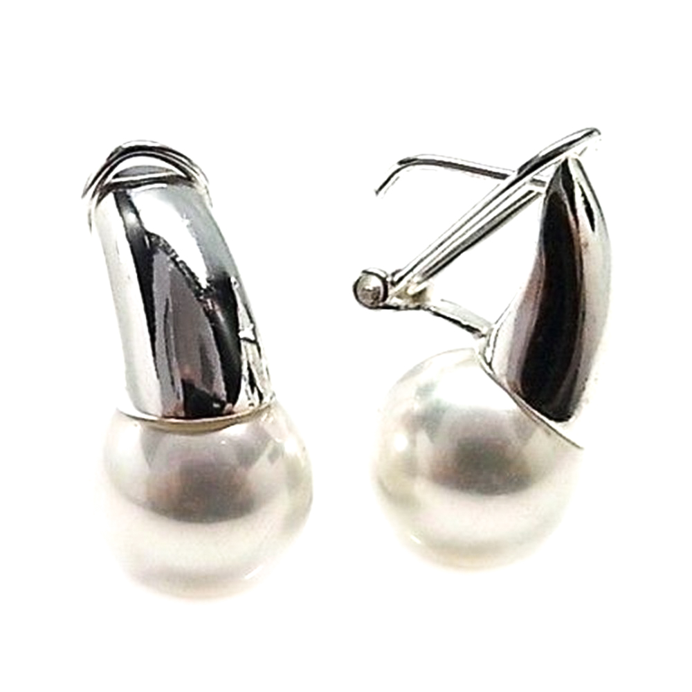 Pendientes Perlas blancas 12 Mm. y Plata de Ley