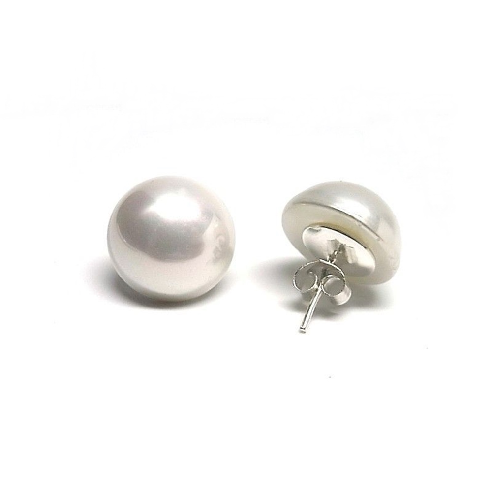 Pendientes de Plata media Perla shell 16 Mm.