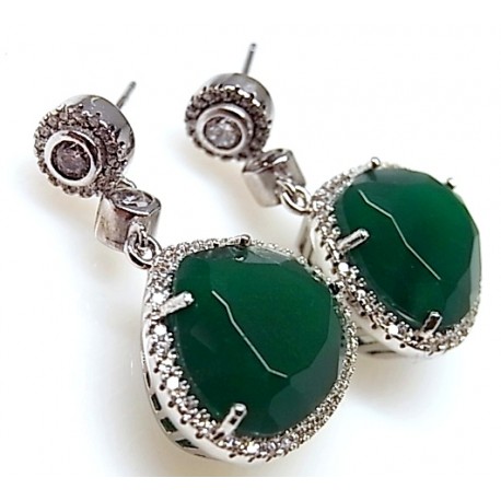 Pendientes lágrima de Plata con piedra y Circonitas