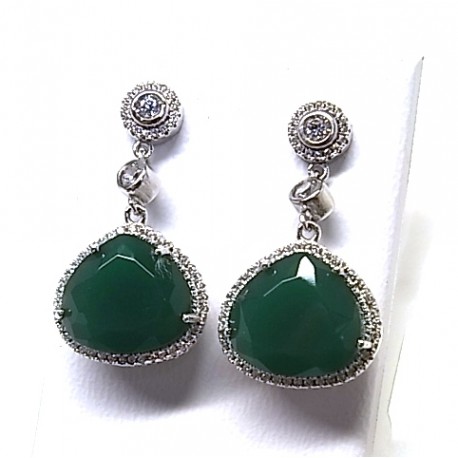 Pendientes lágrima de Plata con piedra y Circonitas 1