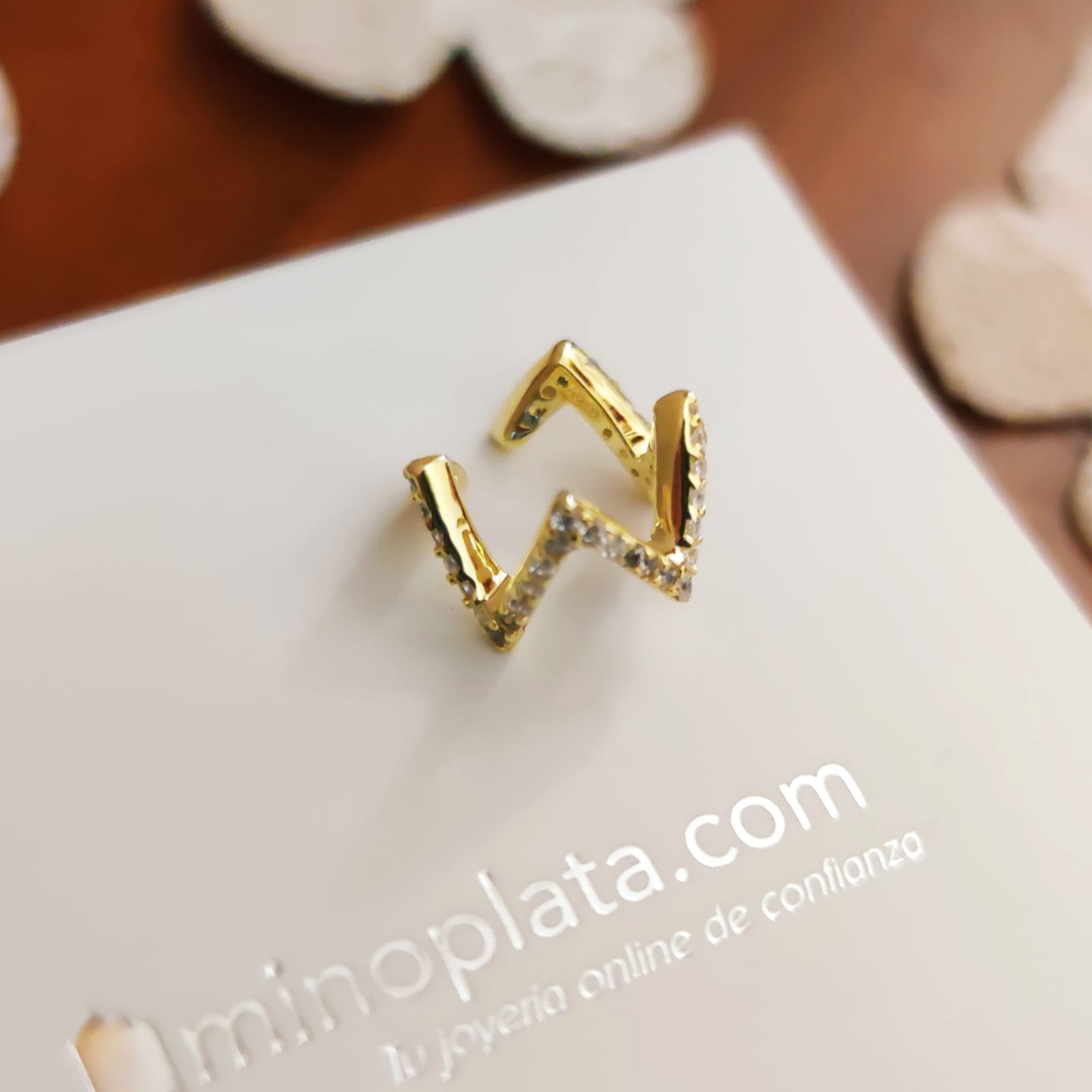 Pendiente suelto ajustable de Plata dorada con Circonitas micro 2