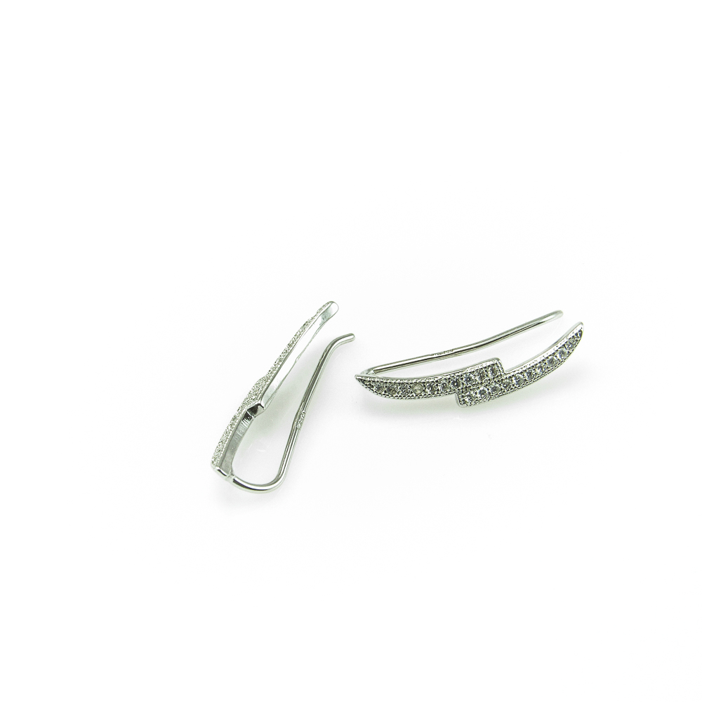 Pendientes trepadores en Plata de ley rodiada y Circonitas micro