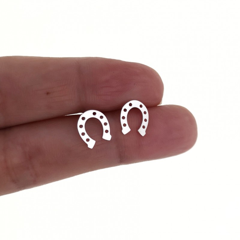 Pendientes herradura de la suerte de Plata de ley 1