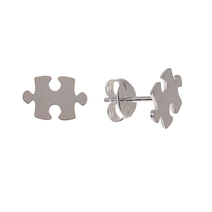 Pendientes pieza puzzle de Plata de ley 925