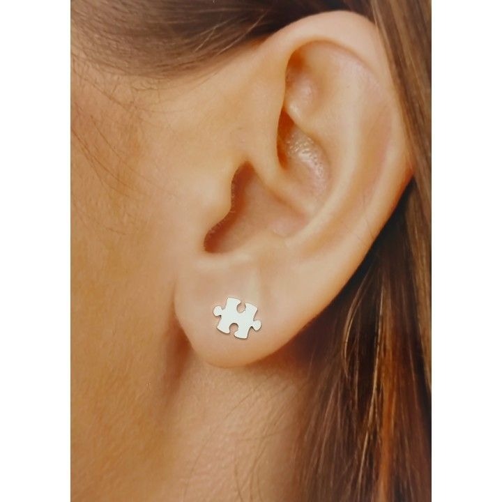 Pendientes pieza puzzle de Plata de ley 925 4