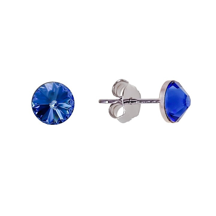 Pendientes de Plata de ley con cristal SW azul intenso