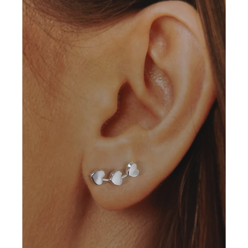Pendientes corazones de Plata de ley trepadores 2