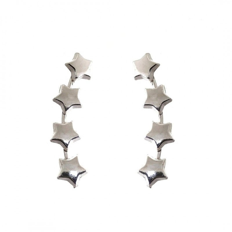 Pendientes trepadores estrellas de Plata de ley