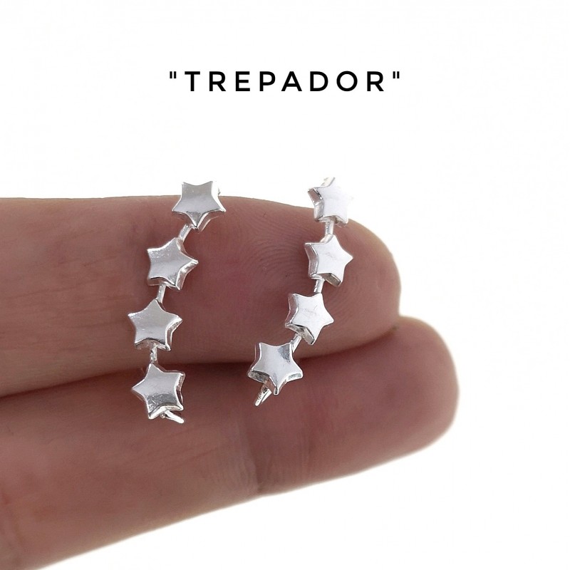 Pendientes trepadores estrellas de Plata de ley 1