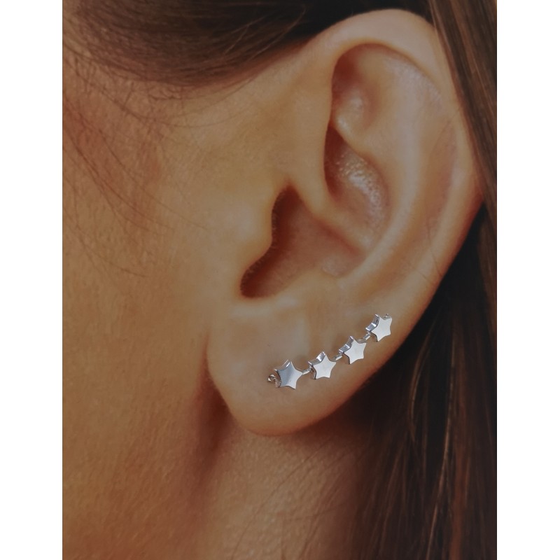 Pendientes trepadores estrellas de Plata de ley 2