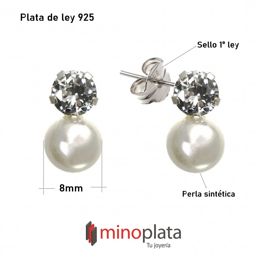 Pendientes tu y yo Perlas y Circonitas con garra de Plata de ley 3