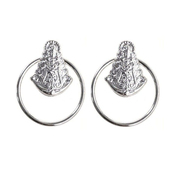 Pendientes Aro Karma Virgen del Rocío de Plata de ley
