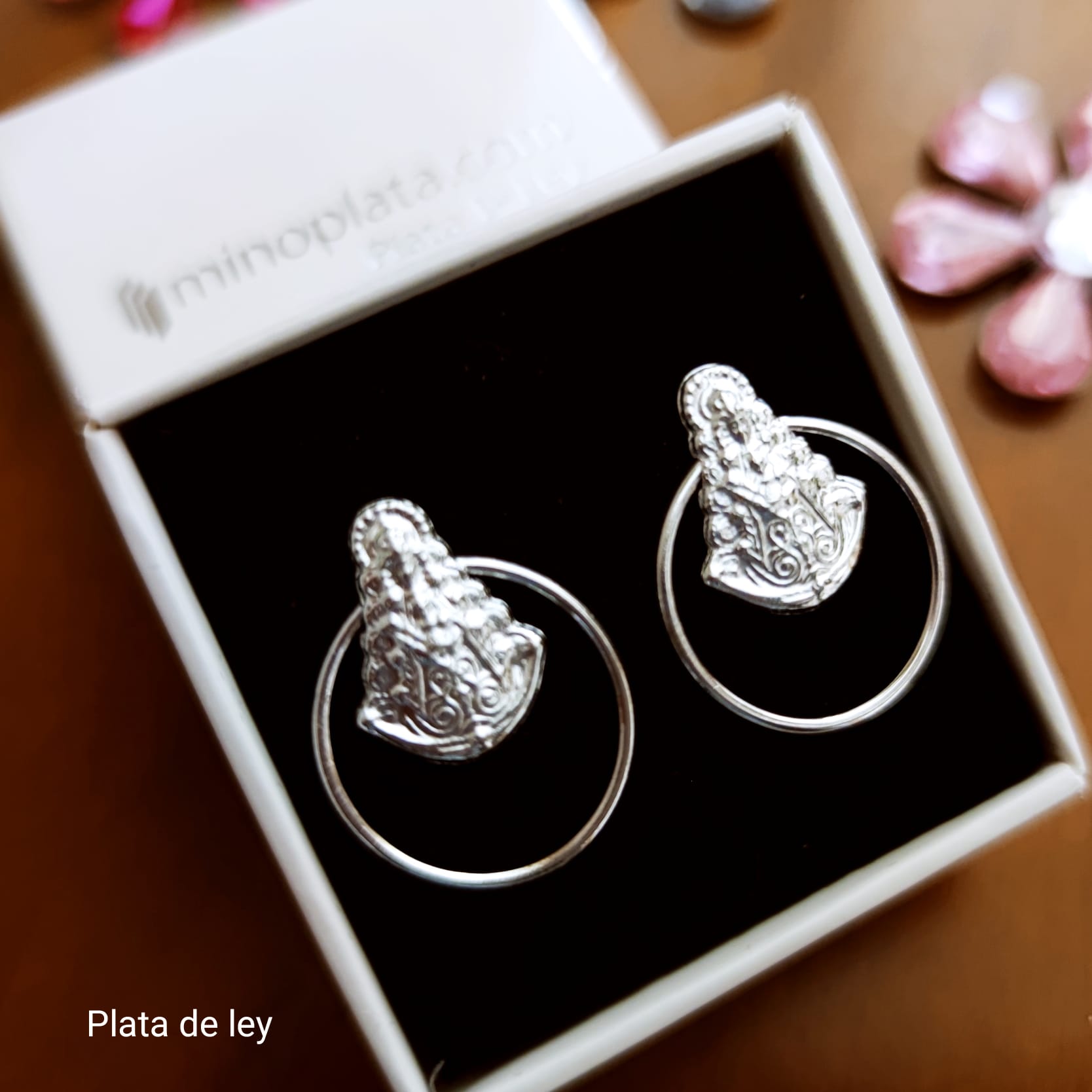Pendientes Aro Karma Virgen del Rocío de Plata de ley 3