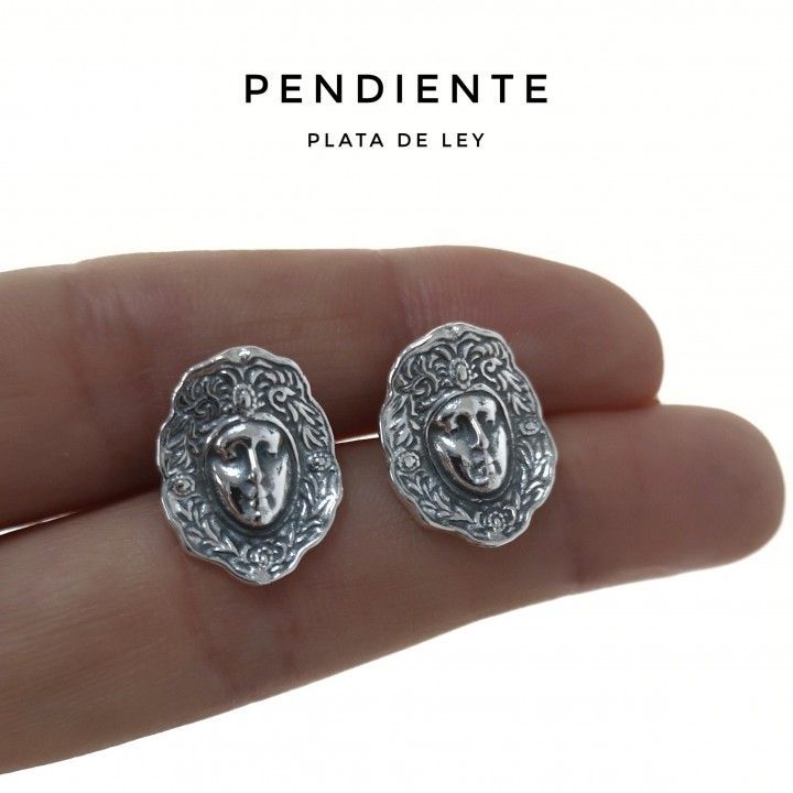 Pendientes rostro de la Virgen del Rocío de Plata vieja 1