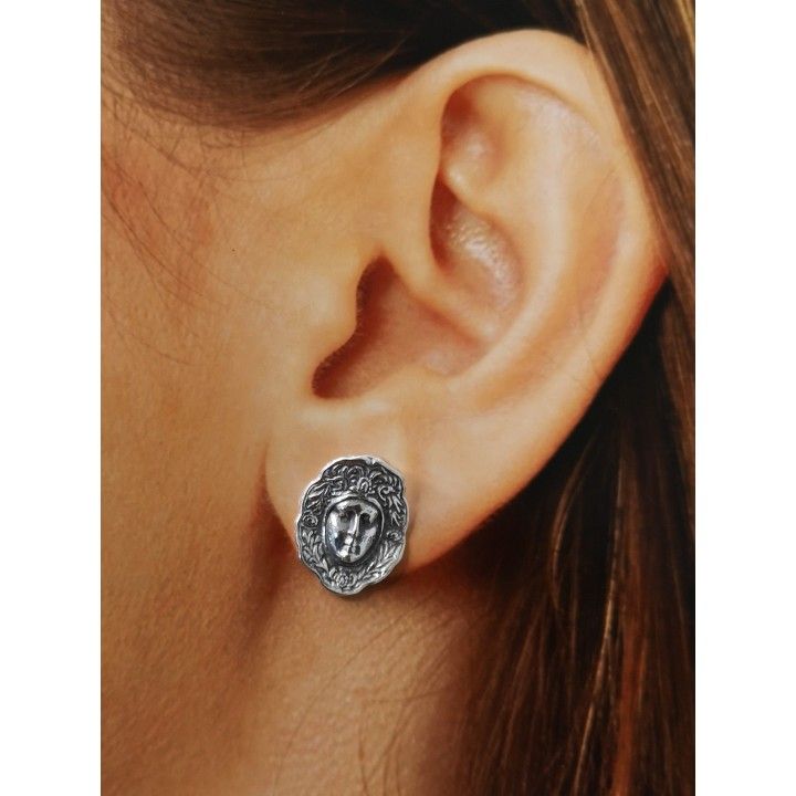 Pendientes rostro de la Virgen del Rocío de Plata vieja 2