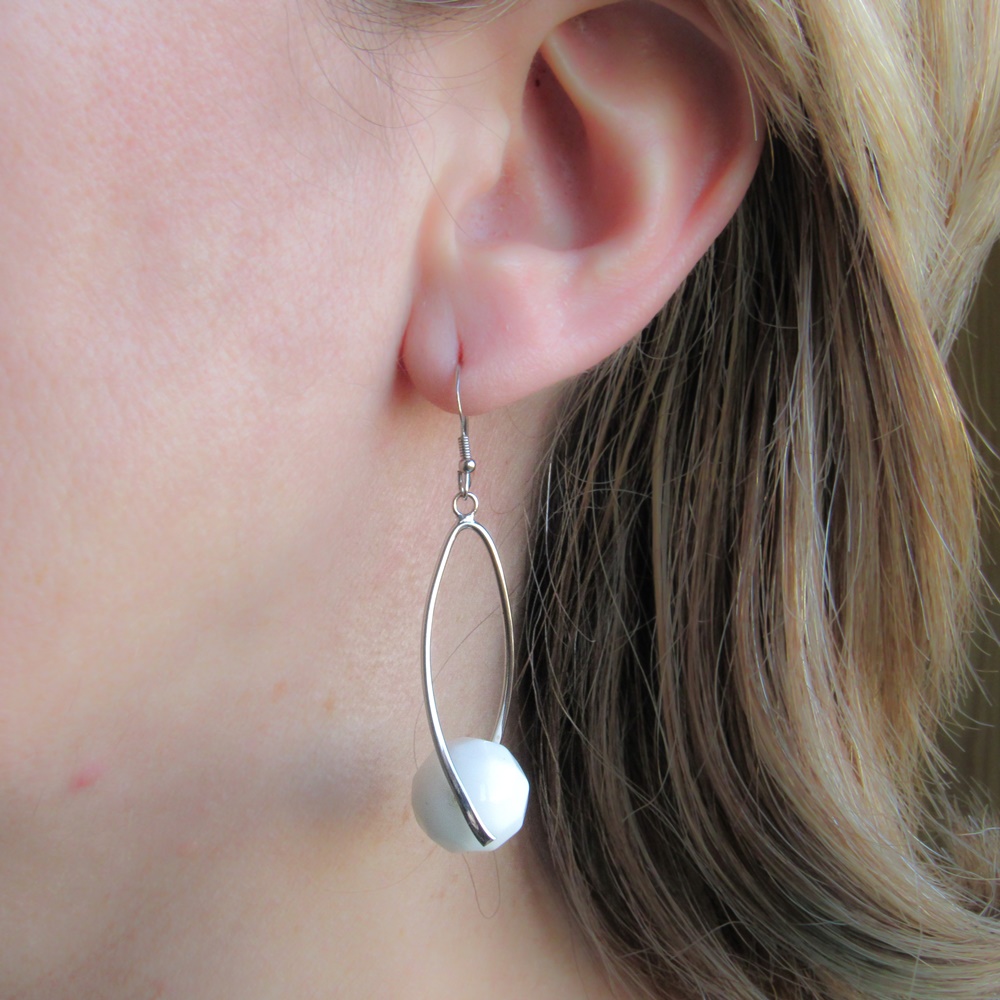 Pendientes plata rodiada con Agata 1